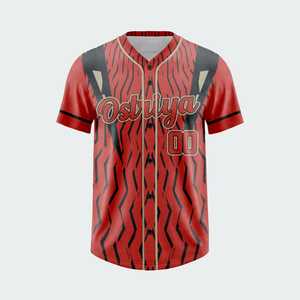 Professional Custom Made Baseball Jersey Short Front 100% Polyester V-neck Unisex Latest Design High Quality Printed for Sale - Product Image 3