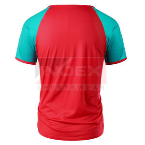 INDEX Men's Color Blocked Short Sleeve <b>T</b>-<b>Shirt</b> O-Neck <b>Raglan</b> Sleeve Quick Dry Knitted Polyester Sporty Slim Fit Front Logo - Product Image 2