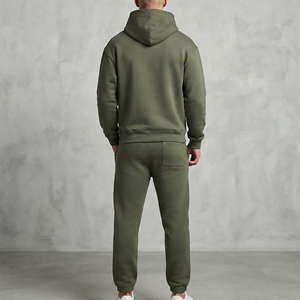 Ensemble sweat-shirt et pantalon de survêtement de qualité supérieure, couleur unie, épais, avec logo brodé personnalisé, vêtements d'hiver pour hommes - Product Image 3