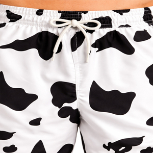 Men's Cow Print Casual Shorts Lightweight Quick Dry Beach Swim Trunks with Drawstring Waist and Pockets - Product Image 4