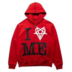 Sudadera con capucha personalizada OEM de alta calidad para hombre de invierno de punto sólido con cremallera polar con impresión de descarga - Product Image 1