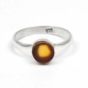 Bague de promesse en pierre de cornaline ronde semi-précieuse, disponible en argent sterling 925 massif, bijoux bohèmes faits à la main - Product Image 1