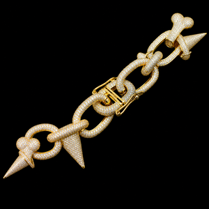 Premium Unisex 18K Gold Filled Moissanite Diamond <b>Statement</b> <b>Necklace</b> Heart Spike Link Chain Hip Hop Style Pave Setting Jewelry - Product Image 2