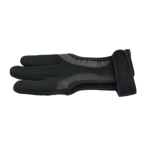Custom Wholesale Black Breathable Mesh 3 Finger Archery Shooting <b>Glove</b> with Leather Trim and Adjustable Wrist Strap - Product Image 4