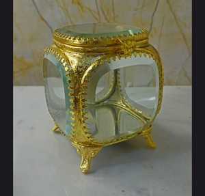Handcrafted Vintage Brass Beveled Glass Jewelry <b>Box</b> | Antique Gold Filigree Decorative <b>Keepsake</b> Organizer | Luxury Gift <b>Box</b> Case - Product Image 3