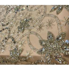 Tela de Encaje con Cuentas Hechas a Mano, con Perlas y Lentejuelas, Material de Bordado para Vestidos de Noche de Lujo - Product Image 1