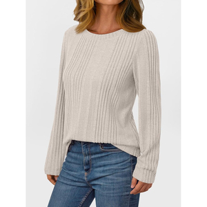 เสื้อสเวตเตอร์ผู้หญิง เสื้อสเวตเตอร์น้ำหนักเบา เสื้อทูนิค แขนพองยาว 3/4 คอวี เสื้อเชิ้ตฤดูใบไม้ร่วง เสื้อเชิ้ตลำลอง เสื้อสเวตเตอร์ฤดูหนาว - Product Image 3