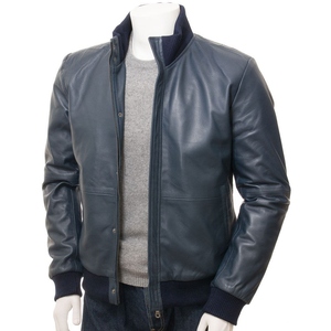 Veste d'hiver classique en cuir pour homme, en cuir d'agneau véritable, vêtement d'extérieur élégant, marron, en cuir de vache - Product Image 1