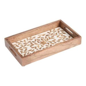 Plateau de service en bois à 4 compartiments pour noix, plateau écologique en bois pour fruits secs, boîte de rangement de collations de bureau avec poignée, organisateur - Product Image 4