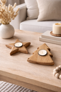 Juego de Portavelas de Madera Hexagonales Hechos a Mano, Diseño de Estrella, Decoración Nórdica Minimalista para el Hogar, Pascua, Navidad, Festividades - Product Image 3