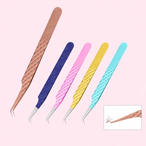 Kit de pinces d'extension de cils 6 pièces de haute qualité en acier inoxydable Logo personnalisé différentes couleurs durables - Product Image 1