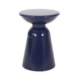 Linea Exports <b>Stool</b> <b>Antique</b> Brass Shiny Finish with Round Hammer Industrial Round Hammered Metal Accent <b>Stool</b> Table - Product Image 3