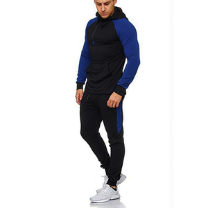 Ensemble de survêtement à capuche pour homme, noir uni, 100% coton, design 2 en 1, sweat-shirt long, poches latérales, respirant, style sportif d'hiver - Product Image 6
