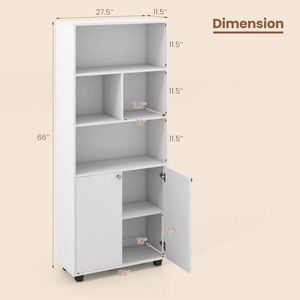 Libreria regolabile a doppia anta alta 66 pollici con cubi portaoggetti - Product Image 5