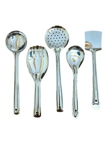 Juego de 5 utensilios de cocina de acero inoxidable para cocinar y servir, paquete de 5, cucharón, espumadera, espátula, espátula para rociar - Product Image 2