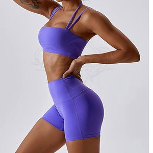 Conjunto Deportivo de Dos Piezas para Mujer, Shorts de Yoga Cómodos de Cintura Alta, para Gimnasio, Entrenamiento, Fitness, Running, Pilates - Product Image 3