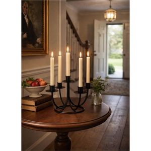 Wholesale Luxury <b>Black</b> Metal <b>Candelabra</b> 5 Arm Candle Holder Modern Table Centerpiece Stand for Wedding Home Decor Hospitality - Product Image 1