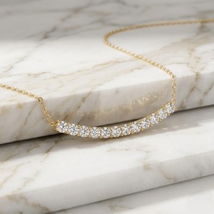 Collier pendentif ovale brillant à griffes, barre incurvée, aspect diamant, bijoux élégants, minimalistes, à la mode, pour usage quotidien, cadeau pour femmes - Product Image 1