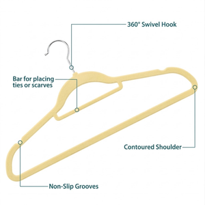 Cintre en velours de couleur personnalisée, antidérapant, coupe-vent, écologique, pour armoire, disponible pour les magasins de vêtements - Product Image 2