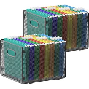 2 Pack Letter Size Hanging File Organizer Mesh File <b>Folder</b> Storage <b>Boxes</b> Hanging Cabinet Organizer for Paper & Media Items - Product Image 1