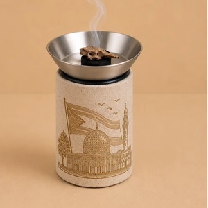 Brûleur d'encens en acier inoxydable avec motif de l'horizon urbain et motif de drapeau pour l'aromathérapie, utilisable toute l'année - Product Image 2