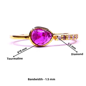 Bijoux en argent sterling 925 plaqué or pour occasions spéciales, pierre précieuse tourmaline, bague classique pour femmes - Product Image 5