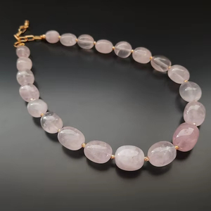 Raw Rose Quartz Crystal <b>Necklace</b> Chunky <b>Statement</b> Gemstone <b>Necklace</b> Handmade Jewelry Gift For Women Wife - Product Image 1
