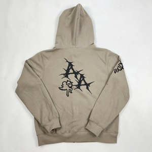 Sweat à capuche zippé surdimensionné pour homme, en polaire polyester/coton léger, imprimé numériquement, respirant, écologique, idéal pour l'automne - Product Image 1