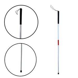 <b>Blind</b> Stick White with Black and Red Grip Portable Walking Aid for Vision Impaired Users - Product Image 2