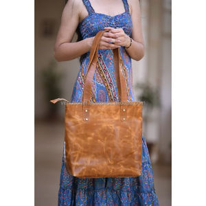 กระเป๋าสะพายไหล่หนังแท้ขนวัวมีพู่ห้อยกระเป๋ากันน้ำสำหรับผู้หญิง - Product Image 3