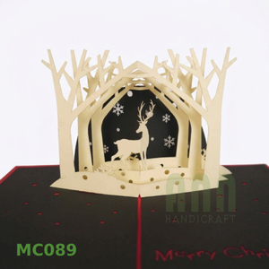 Papier de collage personnalisé 3D Pop Fairy Japandi, motif cerf de Noël en forêt, fait main au Vietnam, imprimé et gaufré, haute qualité européenne - Product Image 2