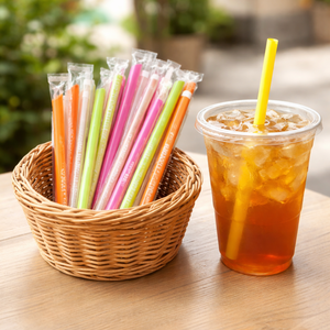 หลอดหลากสี 500 ชิ้น เส้นผ่านศูนย์กลาง 8 มม. ความยาว 210 มม. ปลอดภัยต่อสุขอนามัย ห่อพลาสติกแยกชิ้น พลาสติก PP โพลีโพรพิลีน - Product Image 2