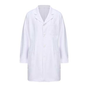 เสื้อกาวน์แพทย์ผ้าฝ้ายสำหรับผู้หญิงและผู้ชาย แขนยาว มีกระเป๋าหลายช่อง สีขาว พร้อมปักโลโก้ สวมใส่สบาย - Product Image 3