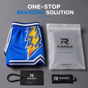 Pantalones Cortos de Baloncesto de Malla Transpirable Azul, de Secado Rápido, Cintura Elástica, para Entrenamiento Deportivo, con Logotipo Personalizado - Product Image 2