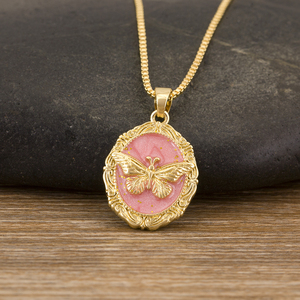 QIKU 18K Gold Plated Butterfly Pendant Necklace Unisex Glamorous <strong>Unique</strong> Style Link Copper <strong>Jewelry</strong> Zircon 3 Colors Perfect - Product Image 4