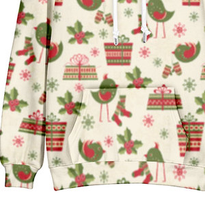Men's Cream <b>Christmas</b> <b>Hoodie</b> With Birds Gifts Pattern Printed Casual Winter Hooded Sweatshirt Regular Fit Knitted Polyester - Product Image 4