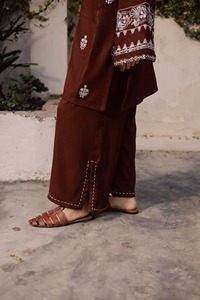 Maroon Cotton <b>Kurta</b> <b>Women</b> Loose Fit Midi Length Traditional Ethnic Wear India Pakistan Style Casual All Seasons - Product Image 5