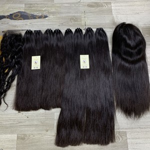 Vente en gros d'extensions de trame à la machine à double traction vietnamiennes brutes faisceaux de cheveux humains HD perruques à fermeture en dentelle - Product Image 4