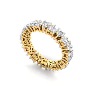 Anillo de Eternidad Completo con Diamante Cultivado en Laboratorio con Corte Corazón, Plata de Ley 925, Acabado Chapado en Oro de 10K, Estilo Lujoso para Mujer - Product Image 1
