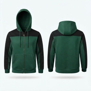 Sudadera con capucha y cremallera completa de diseño personalizado, 350GSM, forro polar térmico, con bloques de color, para hombre - Product Image 1