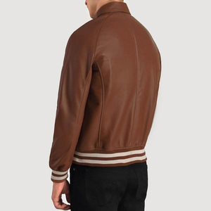 Best Seller Factory-Made Walton <b>Brown</b> <b>Leather</b> <b>Jacket</b> High Quality Real Sheepskin <b>Leather</b> Stand Collar for Winter <b>Leather</b> <b>Jacket</b> - Product Image 4