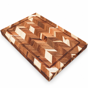 Planche à découper en bois d'acacia de qualité supérieure, moderne, écologique, de luxe, à motifs en chevrons, épaisseur 2,0 cm, personnalisable MPL - Product Image 1