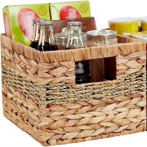 Vietnam <b>Cheap</b> Price Water Hyacinth Wicker Eco-Friendly Vintage Decorative Woven Baskets Built-in Handles - Product Image 5