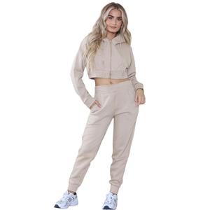 Conjunto Deportivo de Dos Piezas para Mujer, Invierno, Estilo Vintage, Bloques de Color, Tallas Grandes, Chaqueta con Cremallera y Pantalones - Product Image 3