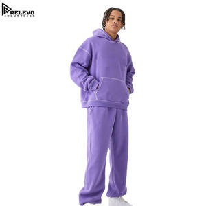 Conjunto Deportivo de Invierno Ecológico, 100% Algodón, 2 Piezas, Talla Grande, Sudadera con Capucha y Pantalones de Chándal de Secado Rápido, Color Sólido - Product Image 1