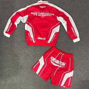 WindBreaker Sets Windproof Men <b>Polyester</b> Nylon Windbreaker Short <b>Tracksuit</b> Zipper Jackets and Shorts Two Piece Set - Product Image 3