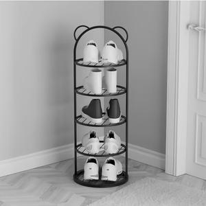 Elegant Gold <b>Shoe</b> Rack Three Tier Organizer <b>Compact</b> Space Saving Design Sturdy Frame Modern Entryway <b>Storage</b> Solution - Product Image 1