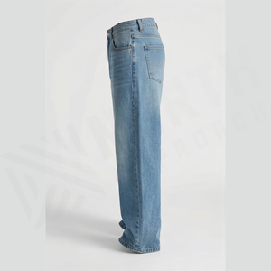 Jean en denim délavé coupe droite pour homme, taille haute, coupe ample, en coton, style décontracté, idéal pour le printemps - Product Image 3