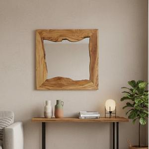 Miroir mural en bois Art Déco à motif géométrique pour la décoration de maison de luxe, accessoire de miroir suspendu en gros - Product Image 3