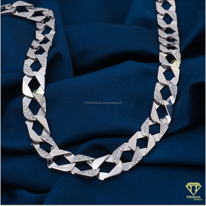 Chaîne cubaine géométrique en argent sterling 925 avec diamants Moissanite, collier Hip Hop de luxe pour hommes - Product Image 2